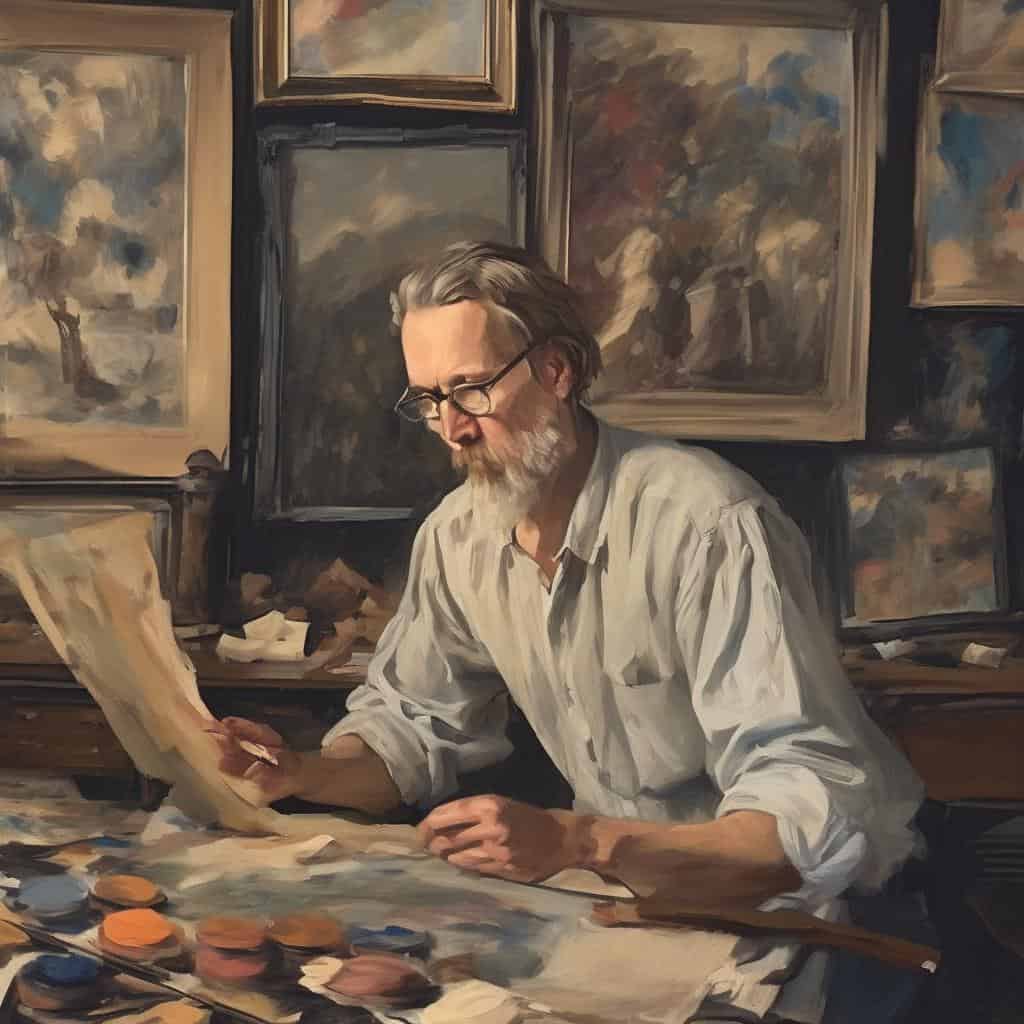 Καλλιτέχνης στο εργαστήρι, δημιουργώντας σύγχρονες καινοτόμες τέχνες.