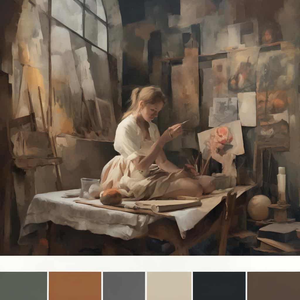 Ζευγάρι νεαρών καλλιτεχνών στο εργαστήριο δημιουργίας, ανακαλύπτουν τις καινοτόμες τεχνικές της τέχνης σήμερα.